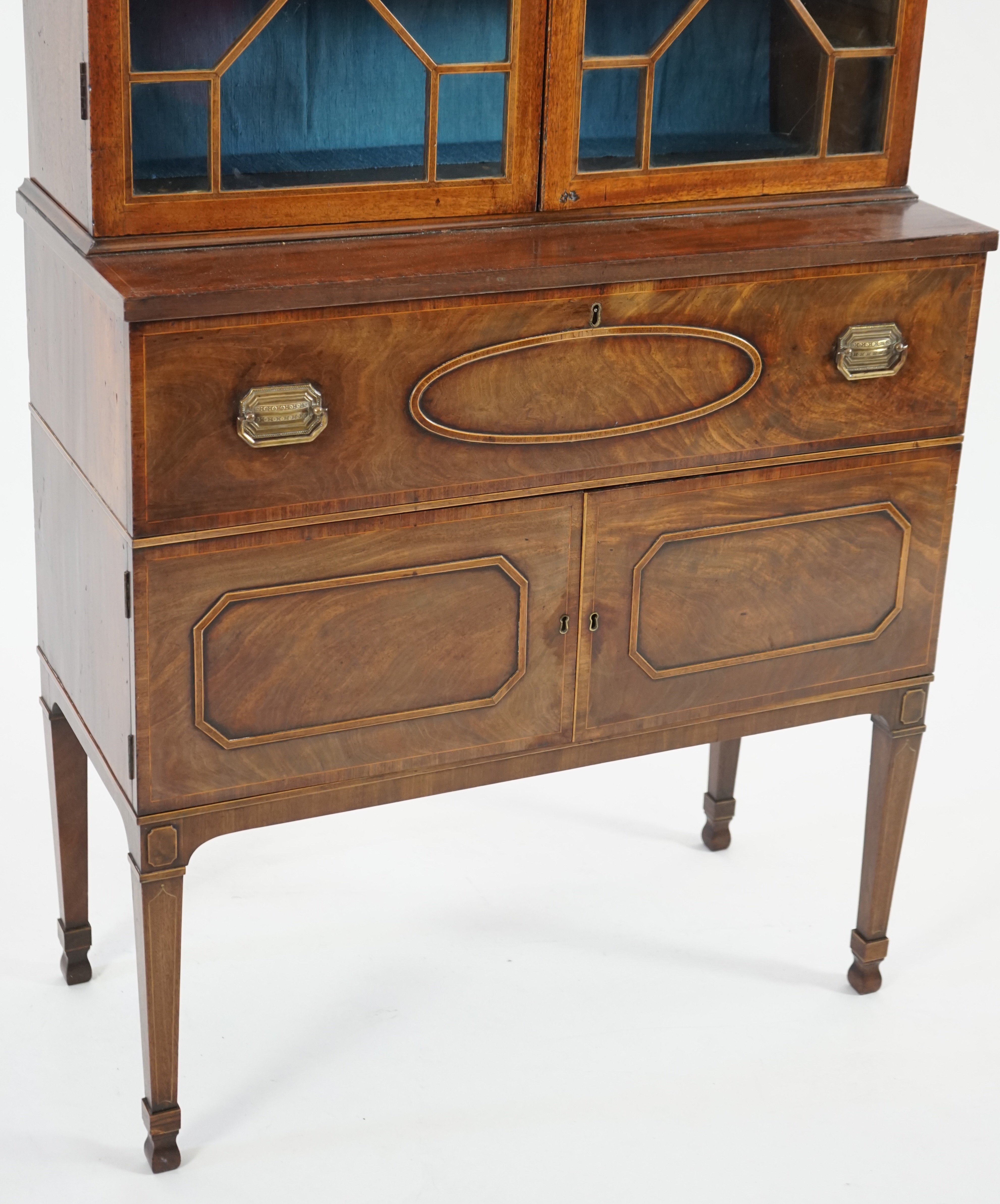 A late George III mahogany secretaire bookcase